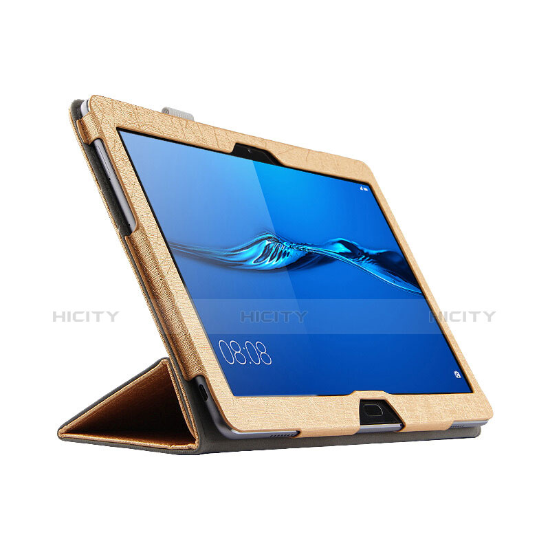 Handyhülle Hülle Stand Tasche Leder L01 für Huawei MediaPad M3 Lite 10.1 BAH-W09 Gold