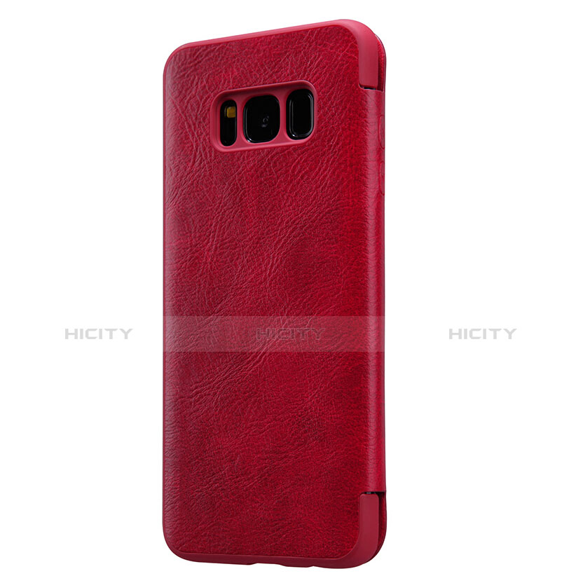 Handyhülle Hülle Stand Tasche Leder L01 für Samsung Galaxy S8 Rot groß