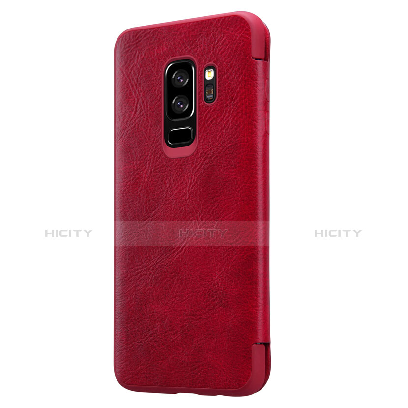 Handyhülle Hülle Stand Tasche Leder L01 für Samsung Galaxy S9 Plus Rot groß