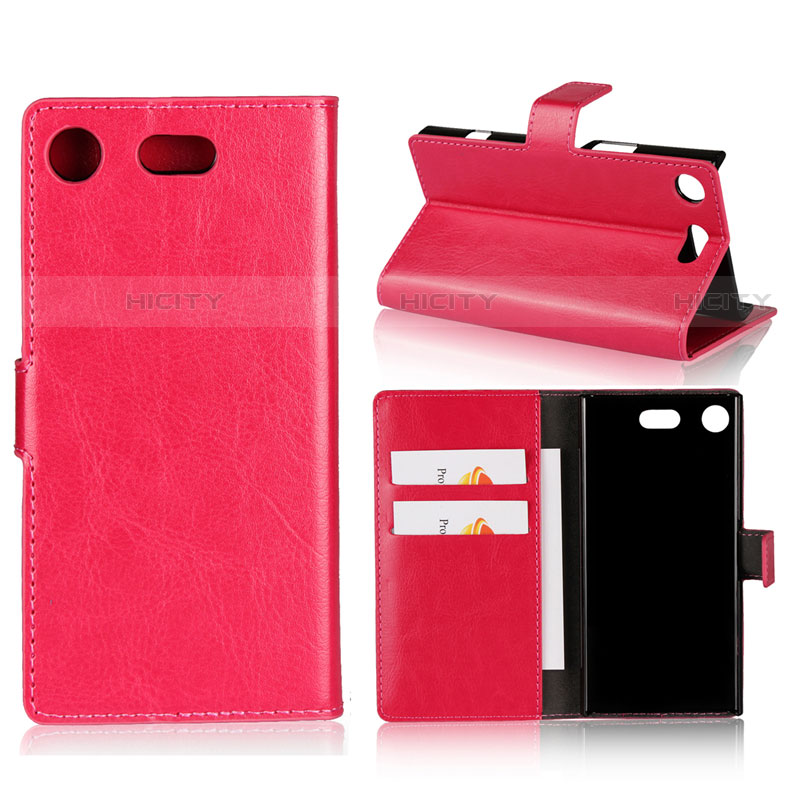 Handyhülle Hülle Stand Tasche Leder L01 für Sony Xperia XZ1 Compact Pink