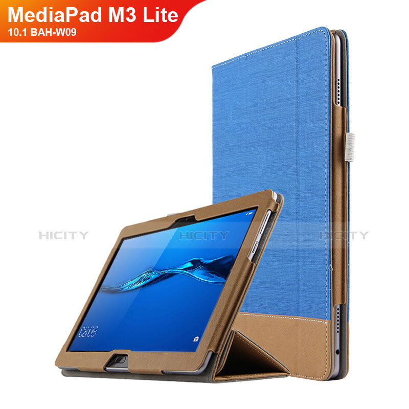 Handyhülle Hülle Stand Tasche Leder L02 für Huawei MediaPad M3 Lite 10.1 BAH-W09 Blau Plus