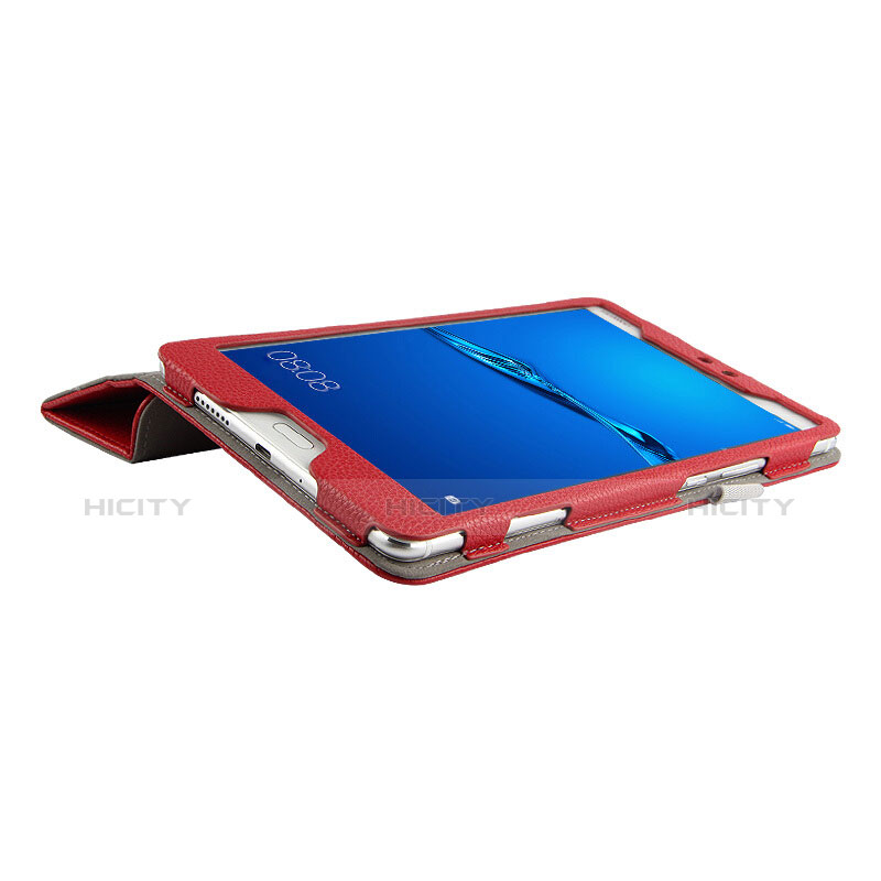 Handyhülle Hülle Stand Tasche Leder L02 für Huawei MediaPad M3 Lite 8.0 CPN-W09 CPN-AL00 Rot groß