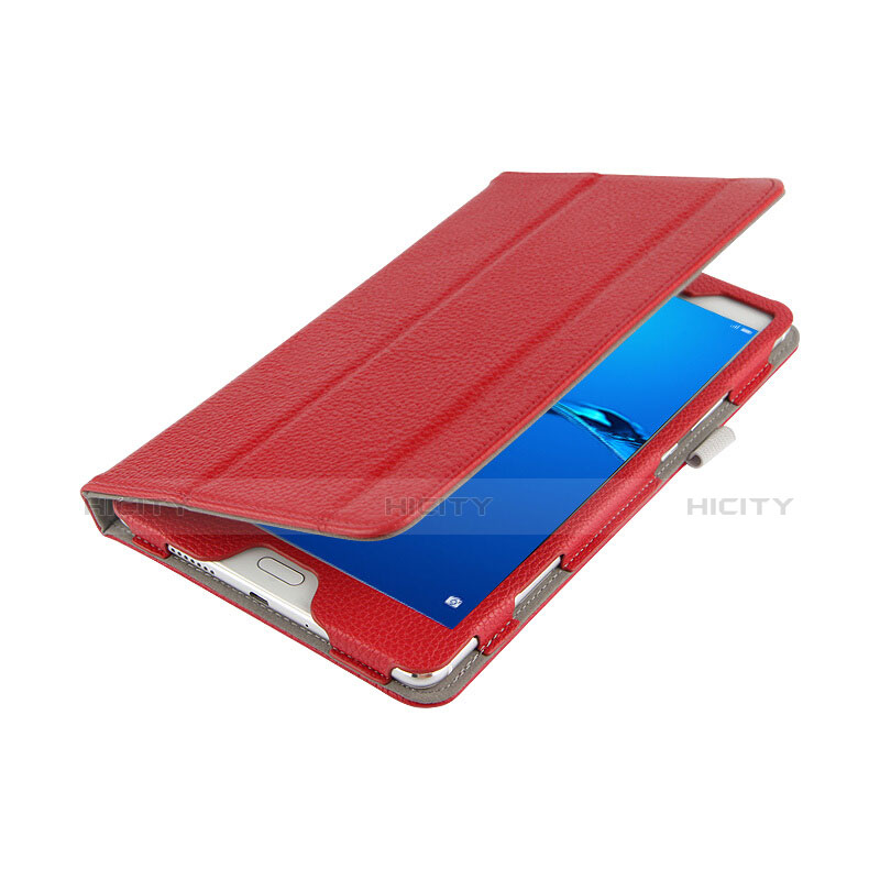 Handyhülle Hülle Stand Tasche Leder L02 für Huawei MediaPad M3 Lite 8.0 CPN-W09 CPN-AL00 Rot groß