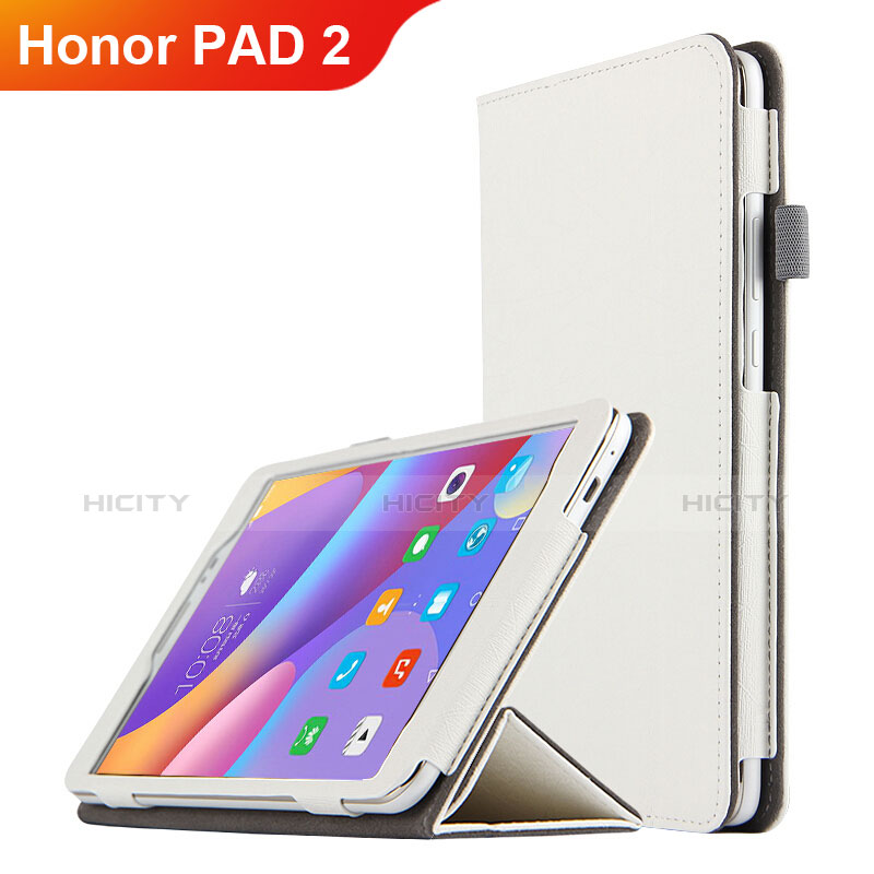 Handyhülle Hülle Stand Tasche Leder L04 für Huawei Honor Pad 2 Weiß
