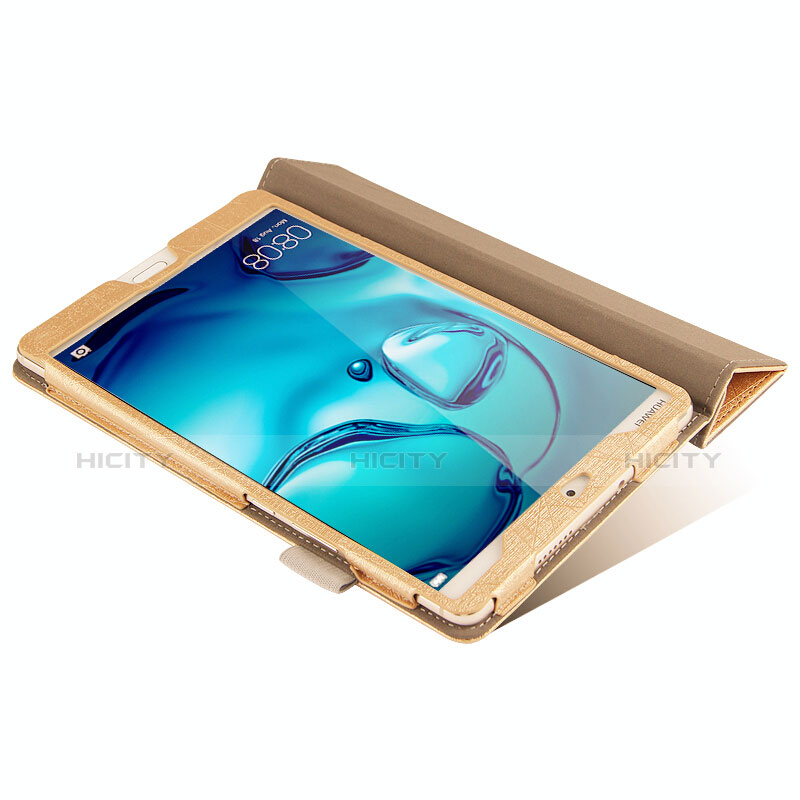 Handyhülle Hülle Stand Tasche Leder L04 für Huawei Mediapad M3 8.4 BTV-DL09 BTV-W09 Gold groß