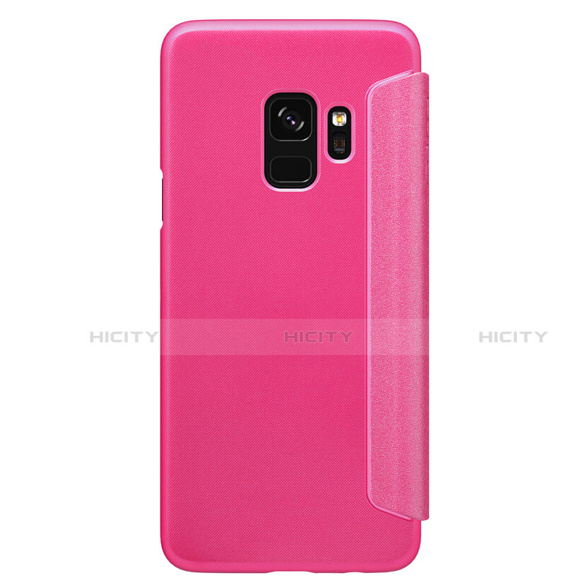 Handyhülle Hülle Stand Tasche Leder S01 für Samsung Galaxy S9 Pink groß