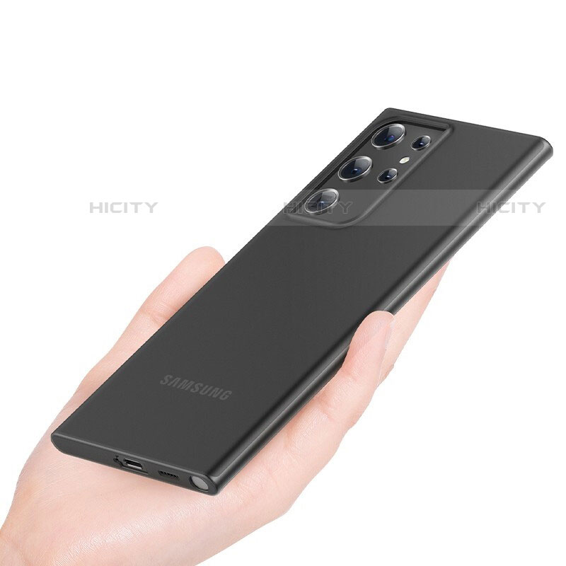 Handyhülle Hülle Ultra Dünn Hartschalen Schutzhülle Tasche Durchsichtig Transparent Matt H01 für Samsung Galaxy S21 Ultra 5G Schwarz