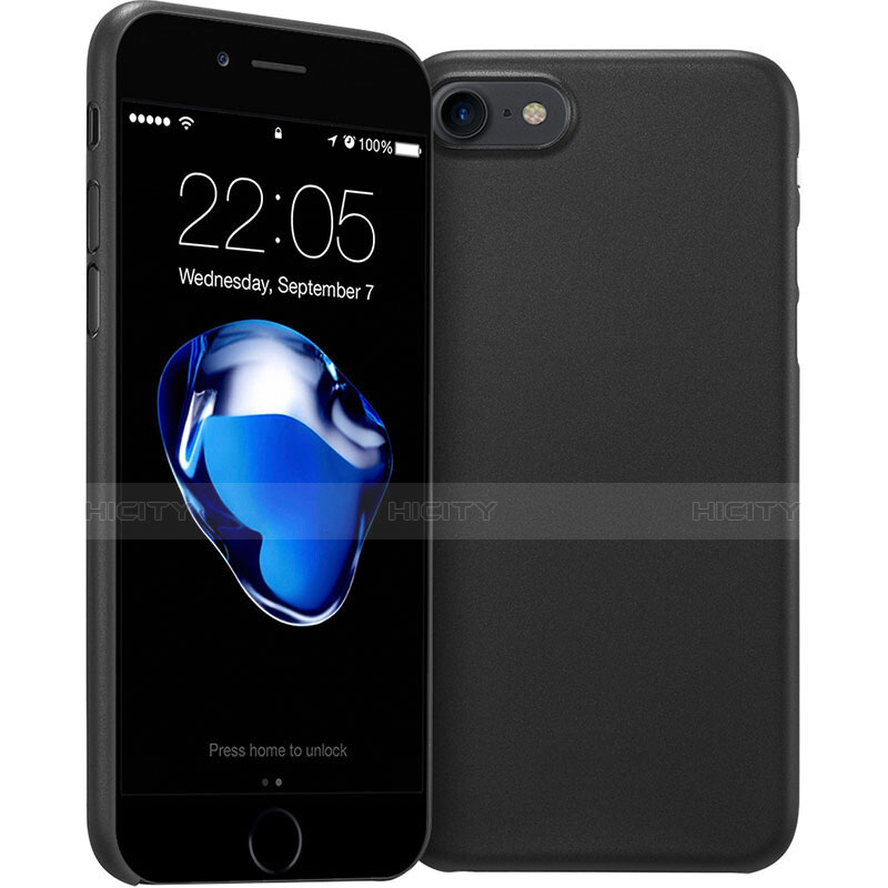 Handyhülle Hülle Ultra Dünn Kunststoff Schutzhülle Matt für Apple iPhone 7 Schwarz groß