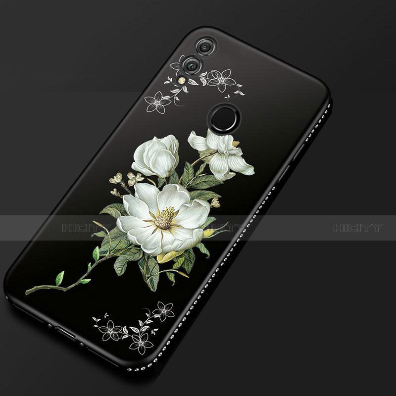 Handyhülle Silikon Hülle Gummi Schutzhülle Blumen für Huawei Honor 8X Schwarz Plus
