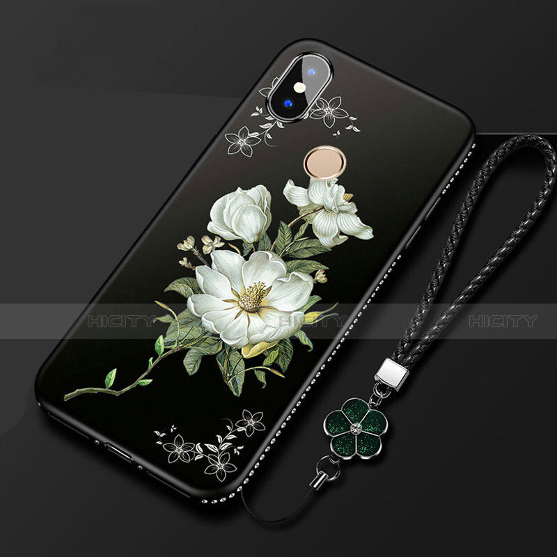 Handyhülle Silikon Hülle Gummi Schutzhülle Blumen für Xiaomi Mi A2 Lite groß