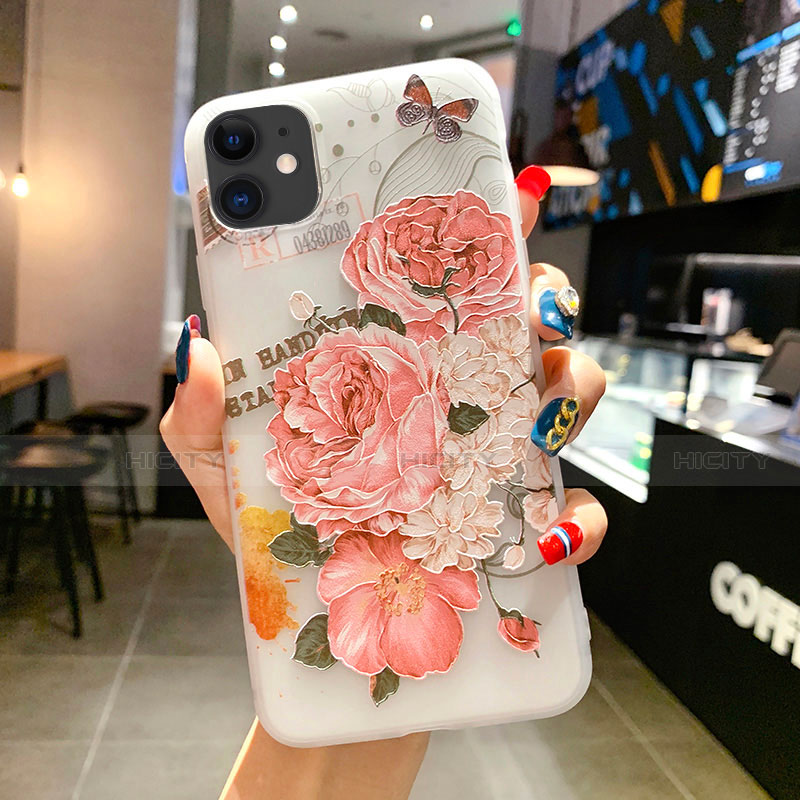 Handyhülle Silikon Hülle Gummi Schutzhülle Blumen H15 für Apple iPhone 11 Rosa Plus