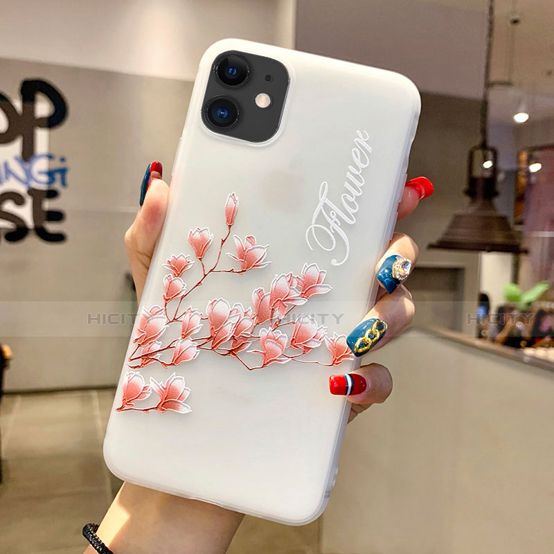 Handyhülle Silikon Hülle Gummi Schutzhülle Blumen H18 für Apple iPhone 11 Rosa Plus