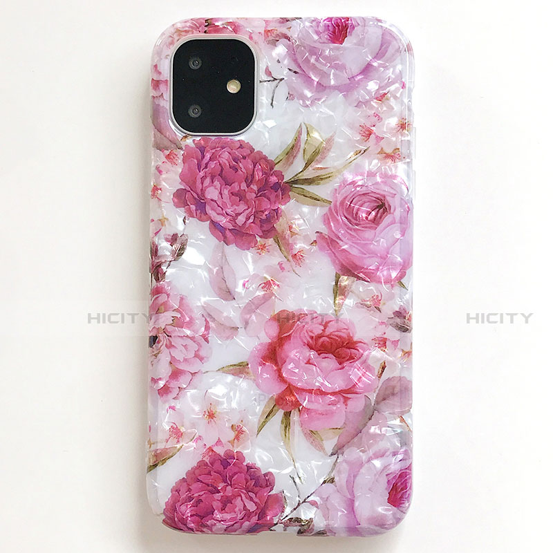 Handyhülle Silikon Hülle Gummi Schutzhülle Blumen S01 für Apple iPhone 11 Rosa Plus