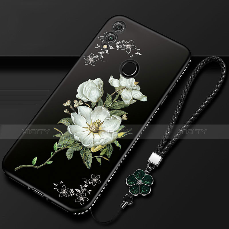 Handyhülle Silikon Hülle Gummi Schutzhülle Blumen S01 für Huawei Honor 10 Lite Schwarz Plus