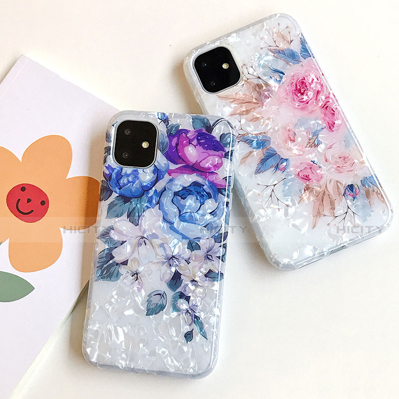 Handyhülle Silikon Hülle Gummi Schutzhülle Blumen S02 für Apple iPhone 11 groß