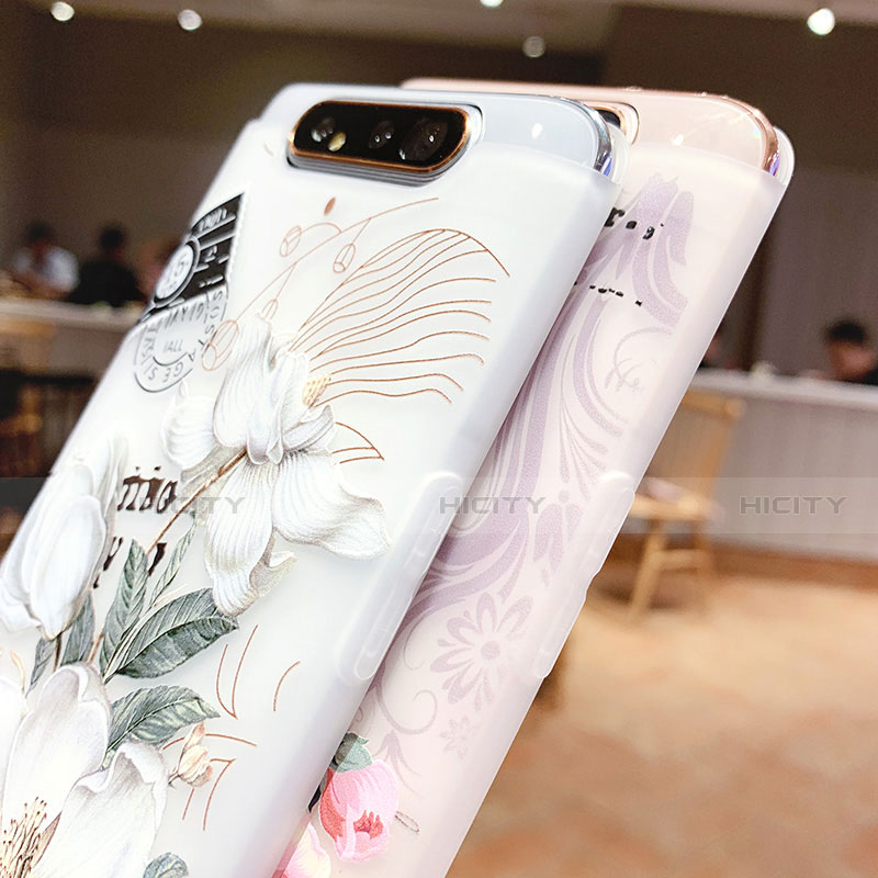 Handyhülle Silikon Hülle Gummi Schutzhülle Blumen S02 für Samsung Galaxy A80 groß