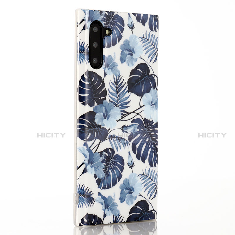 Handyhülle Silikon Hülle Gummi Schutzhülle Blumen S03 für Samsung Galaxy Note 10 5G Blau Plus