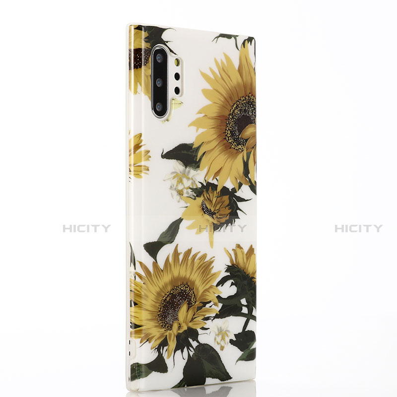 Handyhülle Silikon Hülle Gummi Schutzhülle Blumen S03 für Samsung Galaxy Note 10 Plus 5G Gelb