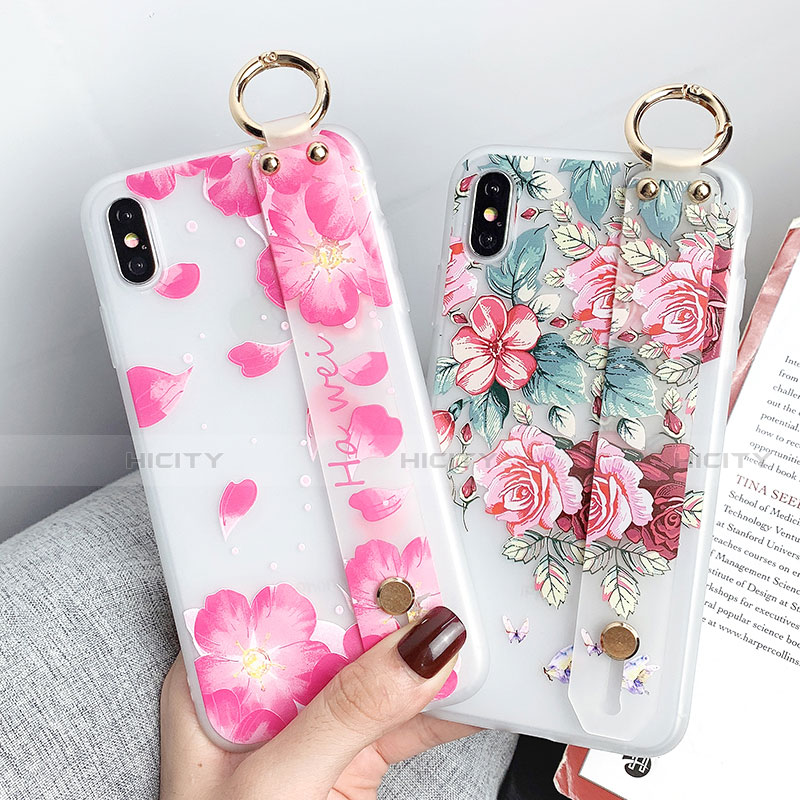 Handyhülle Silikon Hülle Gummi Schutzhülle Blumen S04 für Apple iPhone Xs groß