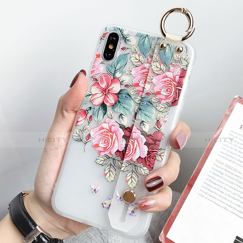 Handyhülle Silikon Hülle Gummi Schutzhülle Blumen S04 für Apple iPhone Xs groß