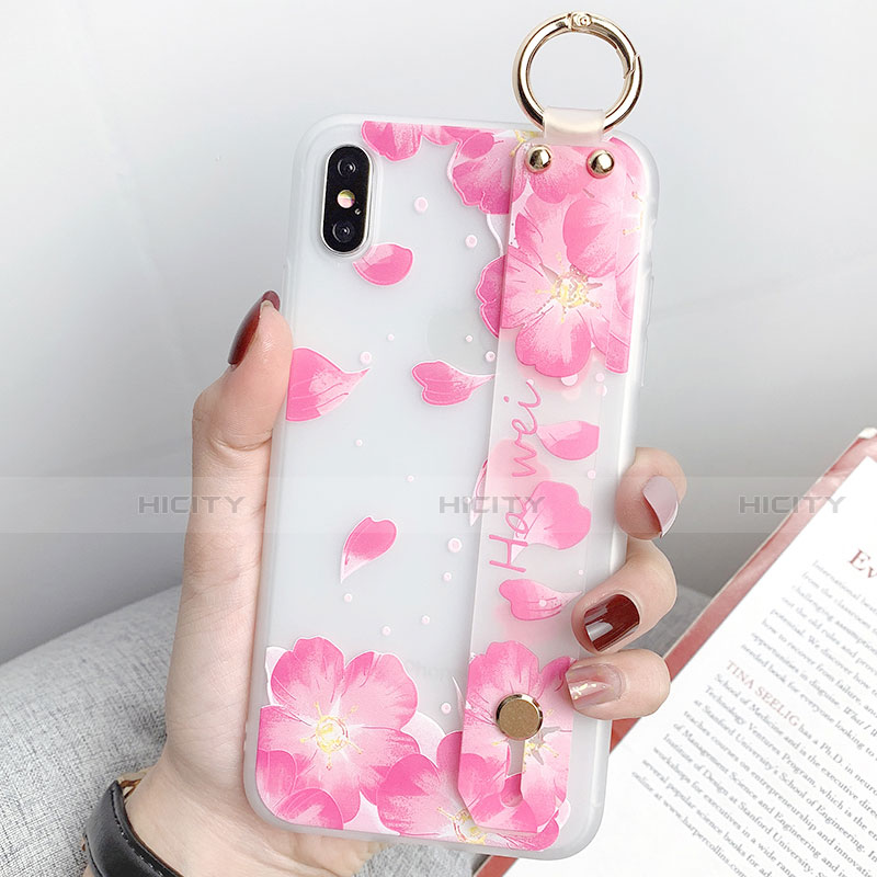 Handyhülle Silikon Hülle Gummi Schutzhülle Blumen S04 für Apple iPhone Xs Rosa