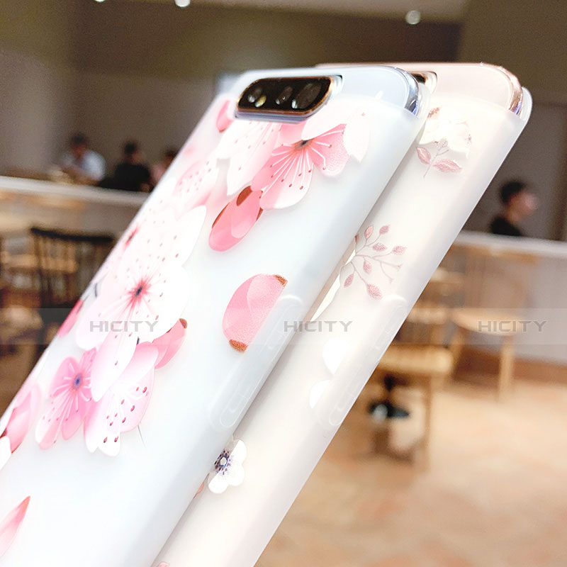 Handyhülle Silikon Hülle Gummi Schutzhülle Blumen S04 für Samsung Galaxy A80 groß
