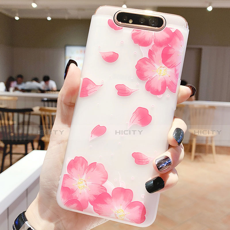 Handyhülle Silikon Hülle Gummi Schutzhülle Blumen S05 für Samsung Galaxy A80