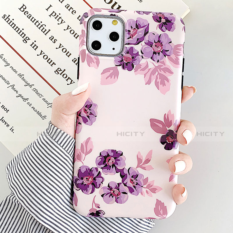 Handyhülle Silikon Hülle Gummi Schutzhülle Blumen S08 für Apple iPhone 11 Pro groß