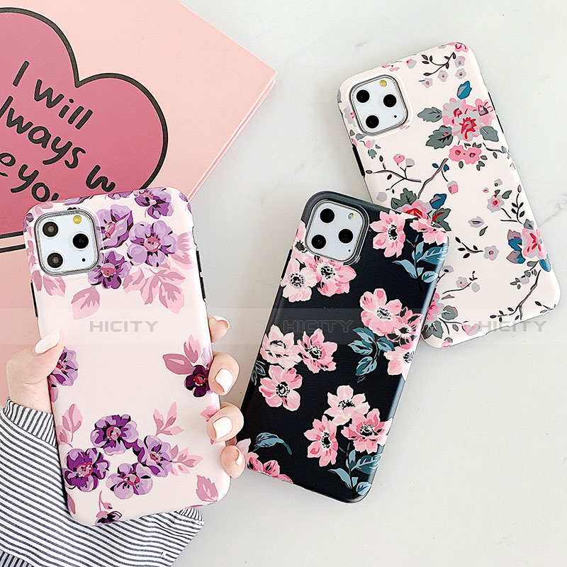 Handyhülle Silikon Hülle Gummi Schutzhülle Blumen S08 für Apple iPhone 11 Pro groß