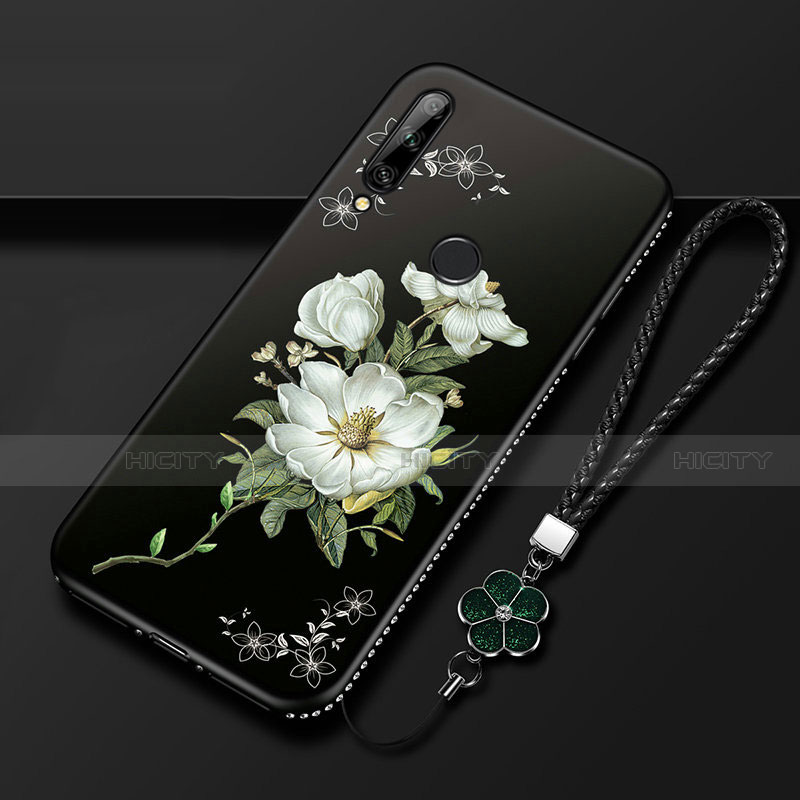 Handyhülle Silikon Hülle Gummi Schutzhülle Flexible Blumen für Huawei Enjoy 10 Plus Weiß