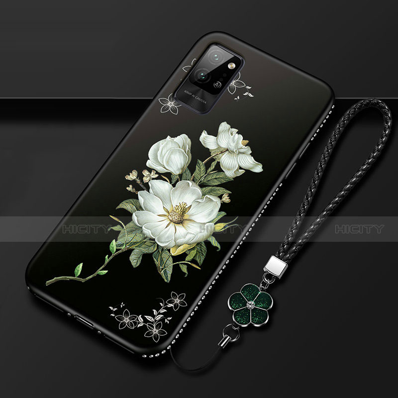 Handyhülle Silikon Hülle Gummi Schutzhülle Flexible Blumen für Huawei Honor Play4 Pro 5G Weiß Plus