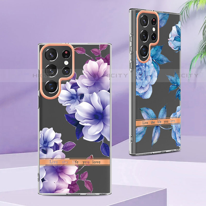 Handyhülle Silikon Hülle Gummi Schutzhülle Flexible Blumen für Samsung Galaxy S22 Ultra 5G