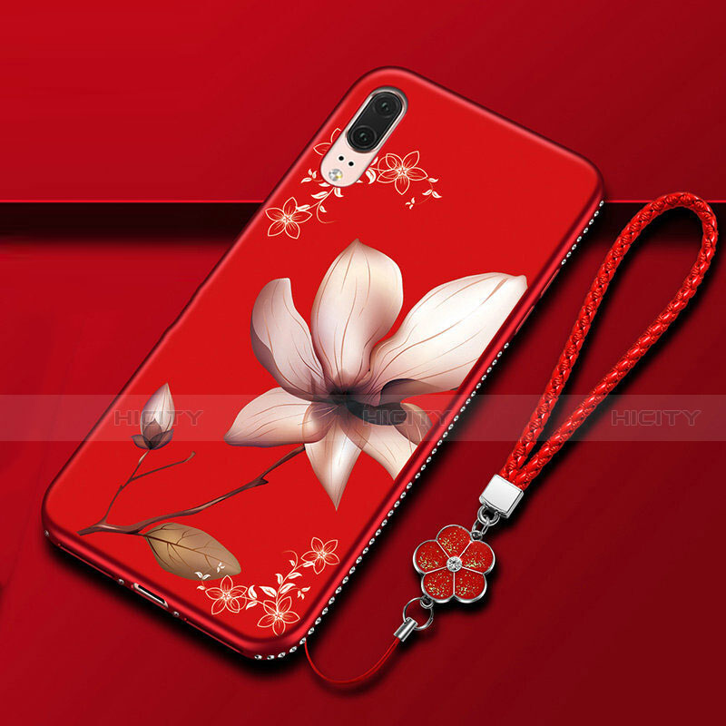 Handyhülle Silikon Hülle Gummi Schutzhülle Flexible Blumen K03 für Huawei P20