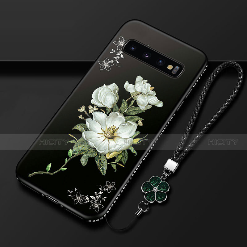 Handyhülle Silikon Hülle Gummi Schutzhülle Flexible Blumen K03 für Samsung Galaxy S10 Plus groß