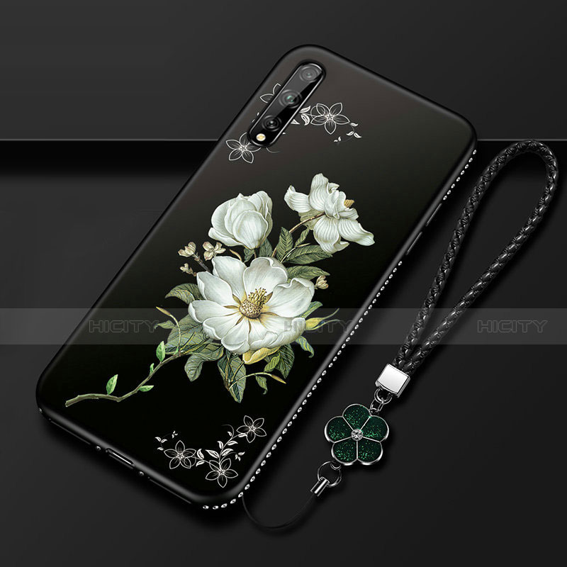 Handyhülle Silikon Hülle Gummi Schutzhülle Flexible Blumen S01 für Huawei Enjoy 10S groß