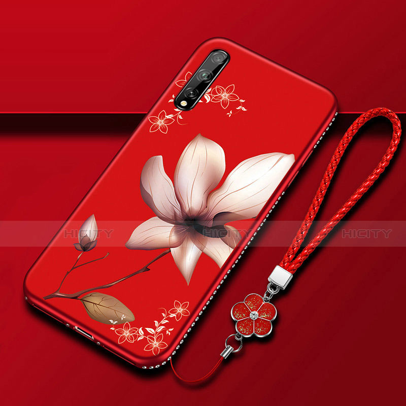 Handyhülle Silikon Hülle Gummi Schutzhülle Flexible Blumen S01 für Huawei Enjoy 10S Fuchsie