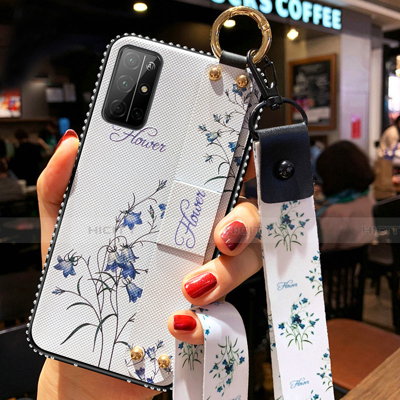 Handyhülle Silikon Hülle Gummi Schutzhülle Flexible Blumen S01 für Huawei Honor 30S groß