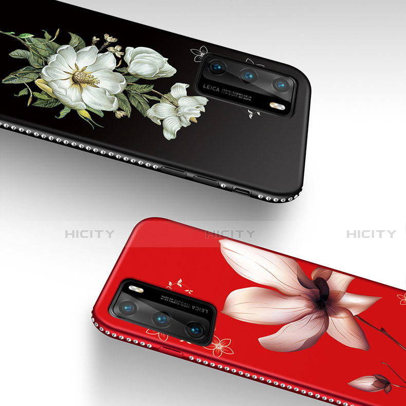 Handyhülle Silikon Hülle Gummi Schutzhülle Flexible Blumen S01 für Huawei P40 groß