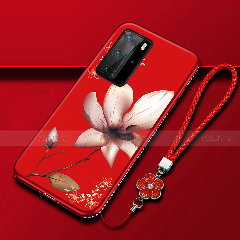 Handyhülle Silikon Hülle Gummi Schutzhülle Flexible Blumen S01 für Huawei P40 Pro groß