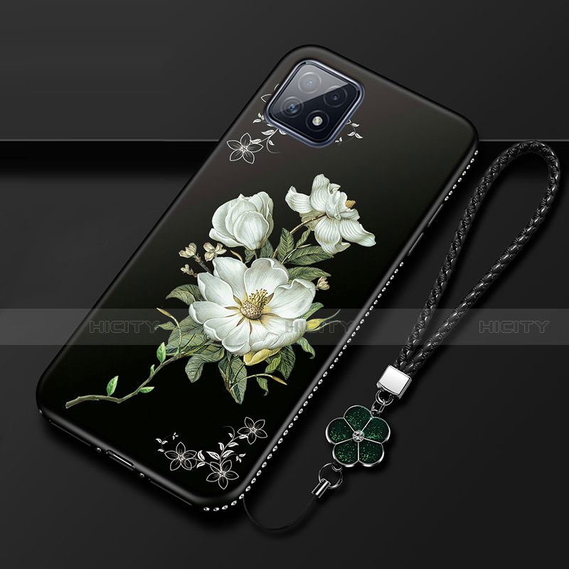 Handyhülle Silikon Hülle Gummi Schutzhülle Flexible Blumen S01 für Oppo A73 5G groß