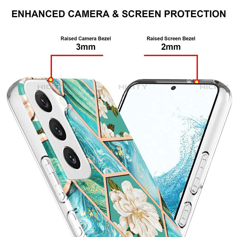 Handyhülle Silikon Hülle Gummi Schutzhülle Flexible Blumen S01 für Samsung Galaxy S23 Plus 5G groß