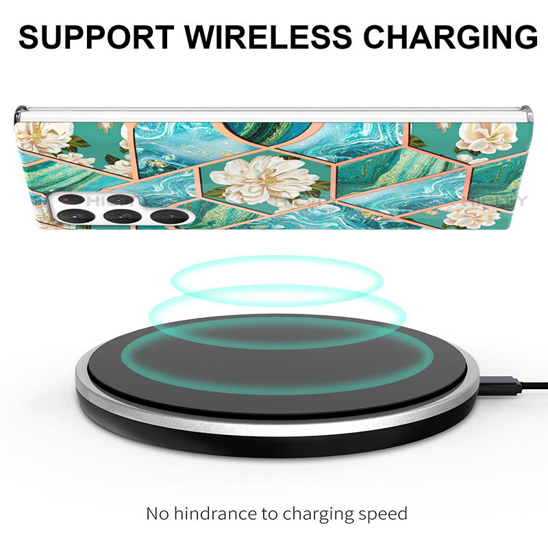 Handyhülle Silikon Hülle Gummi Schutzhülle Flexible Blumen S01 für Samsung Galaxy S23 Ultra 5G groß