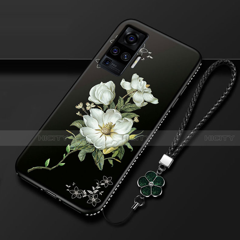 Handyhülle Silikon Hülle Gummi Schutzhülle Flexible Blumen S01 für Vivo X51 5G groß