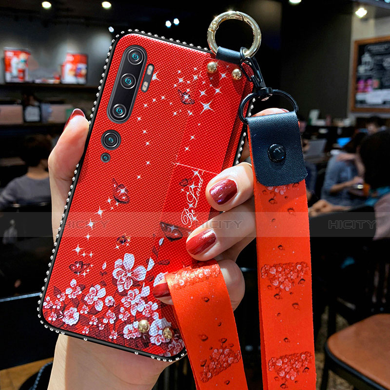 Handyhülle Silikon Hülle Gummi Schutzhülle Flexible Blumen S03 für Xiaomi Mi Note 10 Pro Rot