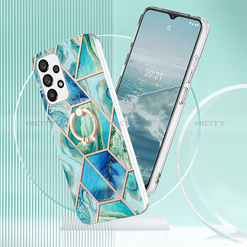 Handyhülle Silikon Hülle Gummi Schutzhülle Flexible Modisch Muster mit Fingerring Ständer Y01B für Samsung Galaxy A23 5G groß