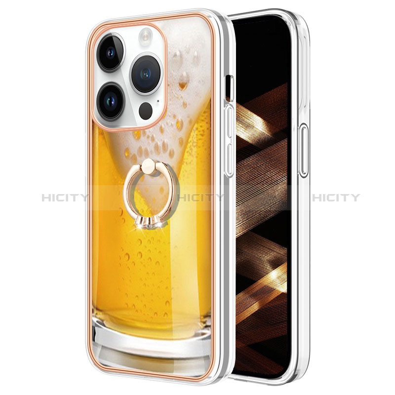 Handyhülle Silikon Hülle Gummi Schutzhülle Flexible Modisch Muster mit Fingerring Ständer Y02B für Apple iPhone 13 Pro