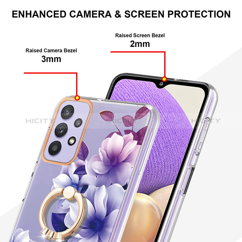 Handyhülle Silikon Hülle Gummi Schutzhülle Flexible Modisch Muster mit Fingerring Ständer Y06B für Samsung Galaxy A23 5G