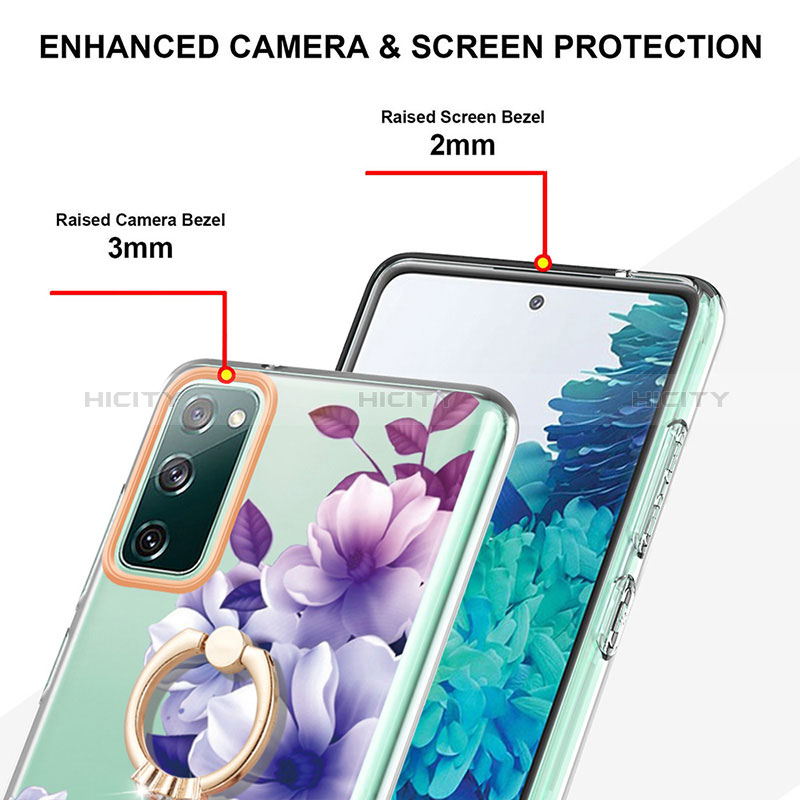 Handyhülle Silikon Hülle Gummi Schutzhülle Flexible Modisch Muster mit Fingerring Ständer Y06B für Samsung Galaxy S20 FE (2022) 5G