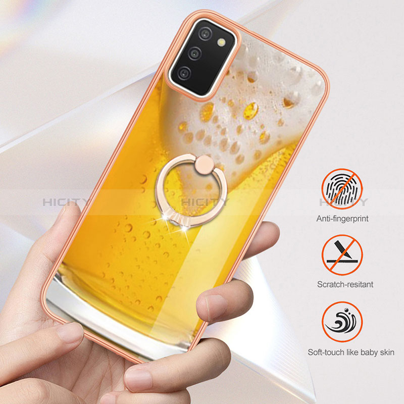 Handyhülle Silikon Hülle Gummi Schutzhülle Flexible Modisch Muster mit Fingerring Ständer YB2 für Samsung Galaxy A02s
