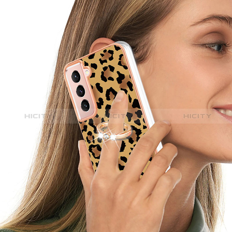 Handyhülle Silikon Hülle Gummi Schutzhülle Flexible Modisch Muster mit Fingerring Ständer YB2 für Samsung Galaxy S21 FE 5G